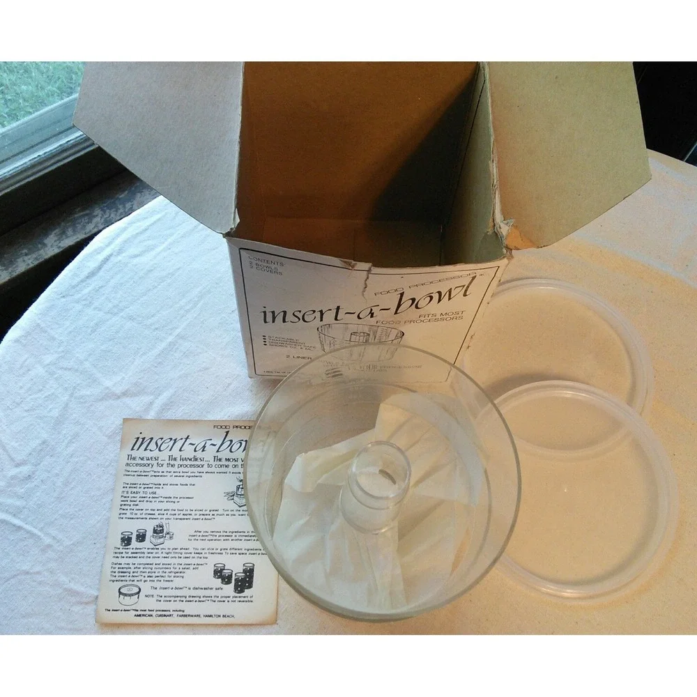 2‎ Insert-A-Bowl Universal Food Processor 5-Cup Bowls & Lids 1980 Vtg Stacking
